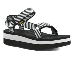 Black + White Flatform Teva Sandals